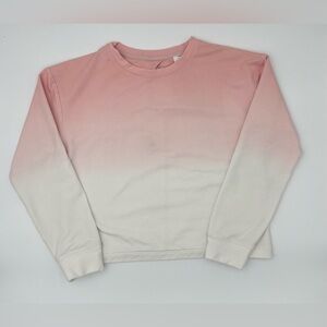 All in Motion Pink & White Activewear Long Sleeve Slightly Crop Top Sz L